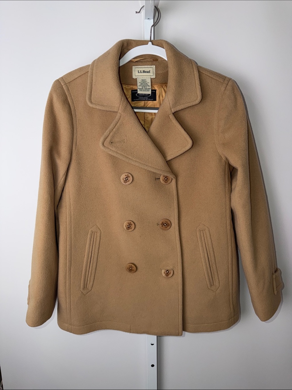 L.L. Bean Women's Camel Double-Breasted Peacoat